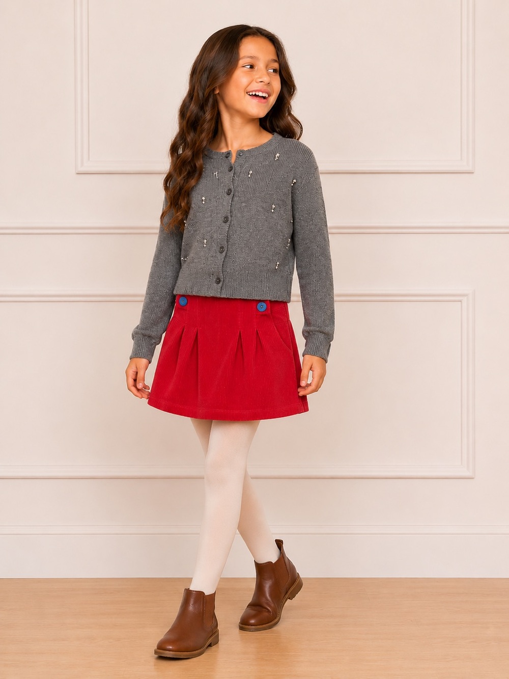 Crewcuts Gray Beaded Cropped Cardigan